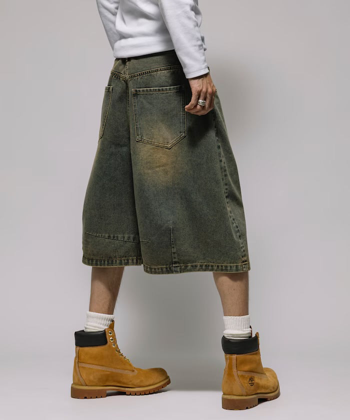 FREAK'S STORE
Wide silhouette vintage processed curve denim cropped Pants