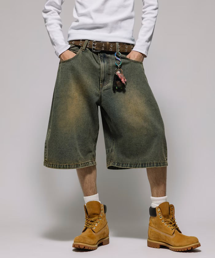 FREAK'S STORE
Wide silhouette vintage processed curve denim cropped Pants