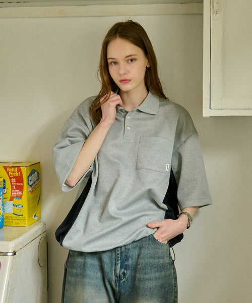 WETTEMPT / SIDE SWITCHING MOSS STITCH POLO SHIRT / サイド切り替え鹿の子ポロシャツ