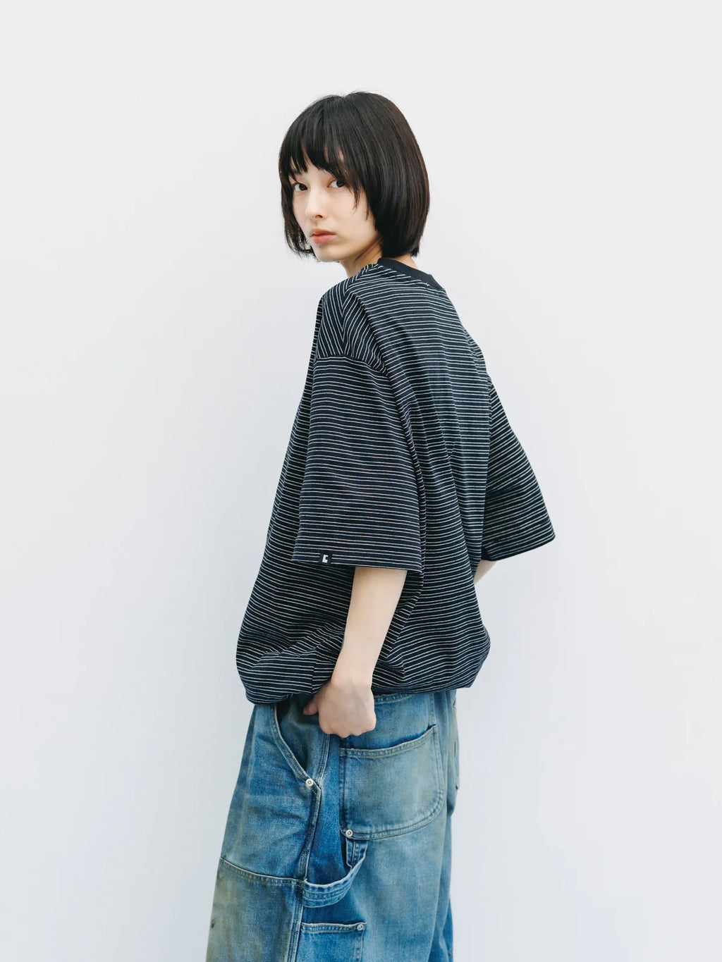 CLESSTE MICRO STRIPE S/S T-SHIRT WITH DRAWSTRINGS