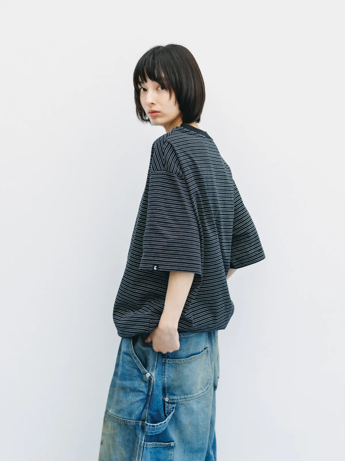 CLESSTE MICRO STRIPE S/S T-SHIRT WITH DRAWSTRINGS