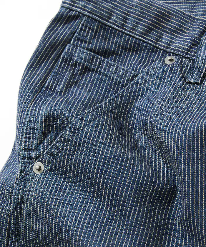 新款預訂 FREAK'S STOREWide silhouette distressed double knee hickory Denim pants