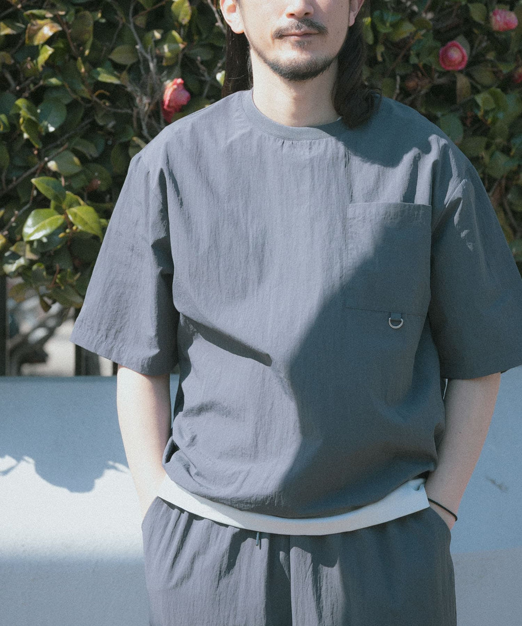 Urban Research Items Contact cold feeling/water repellent/easy care/UV cut" Taslan nylon crew neck drost T-shirt