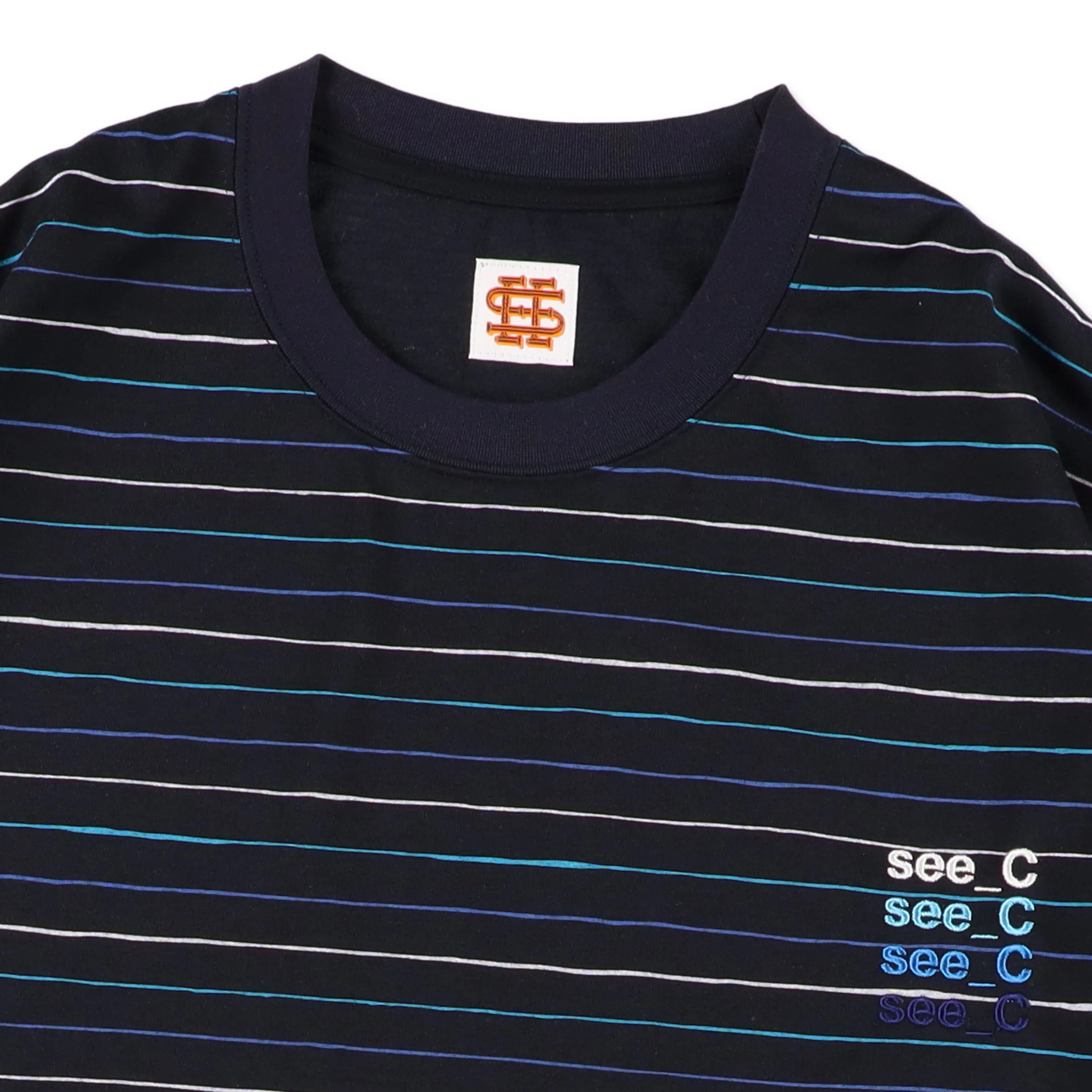 SEE SEE X EYE_C SUPER BIG BORDER LS TEE【NAVY】
