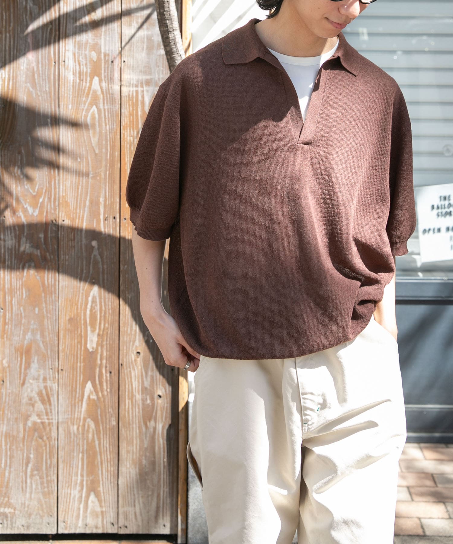 Urban Research FORK&SPOON Linen Blend Skipper Knit