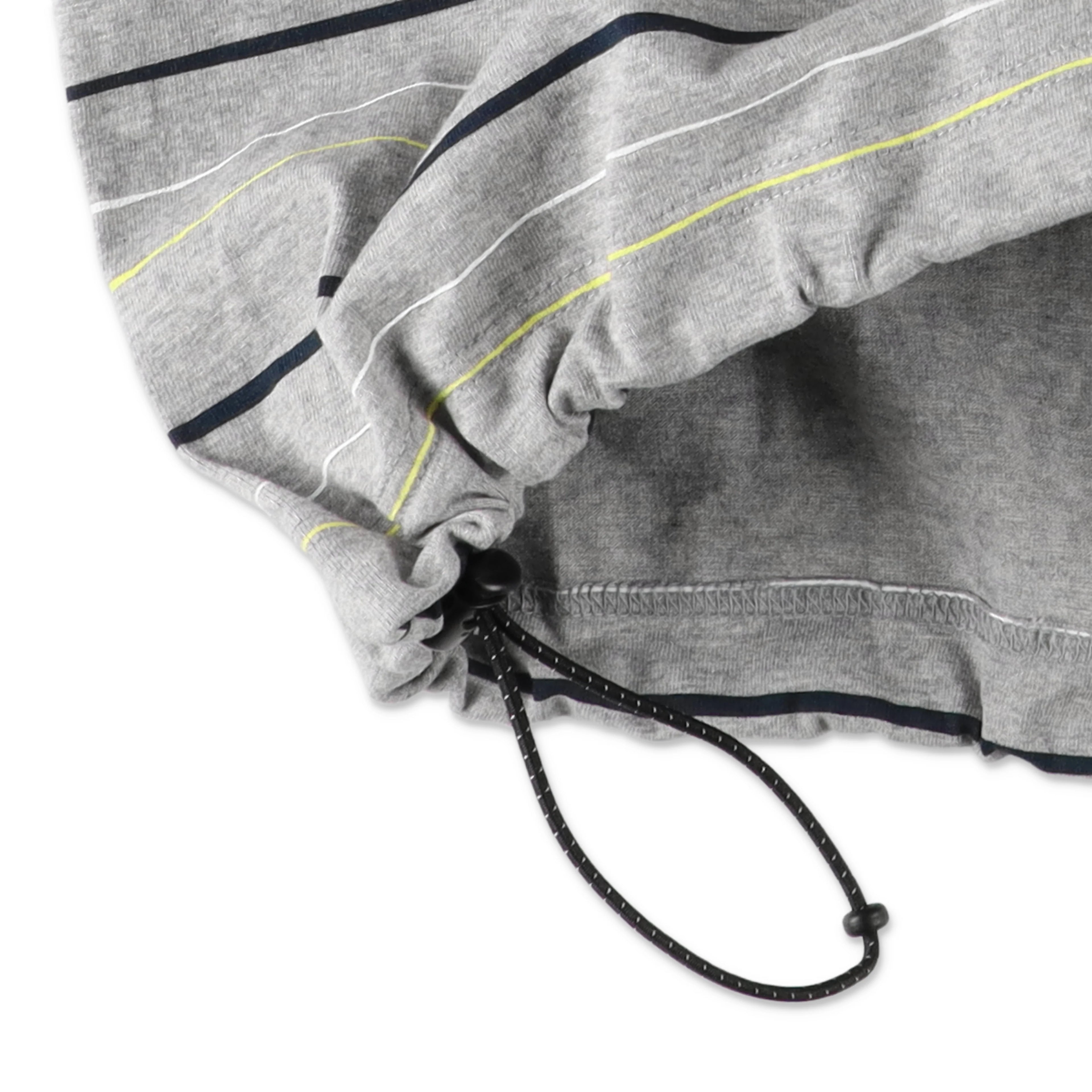 【6-1】SEE SEE SUPER BIG BORDER SS W/DRAWSTRINGS TEE【GREY】
