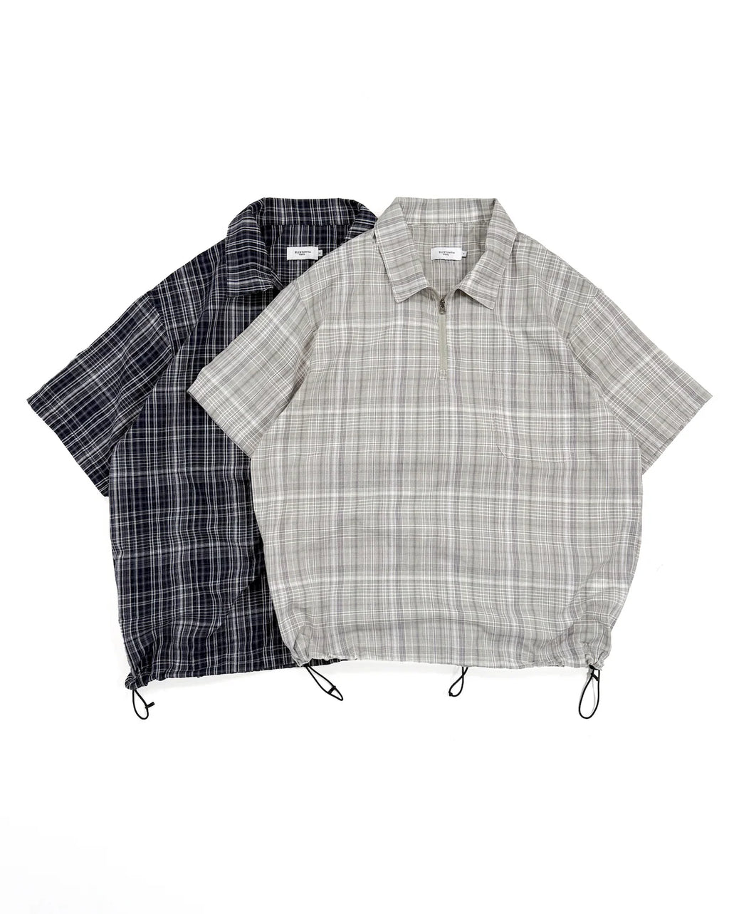 BONBON BLUETOWN TOKOY 
Half Zip Check Shirt