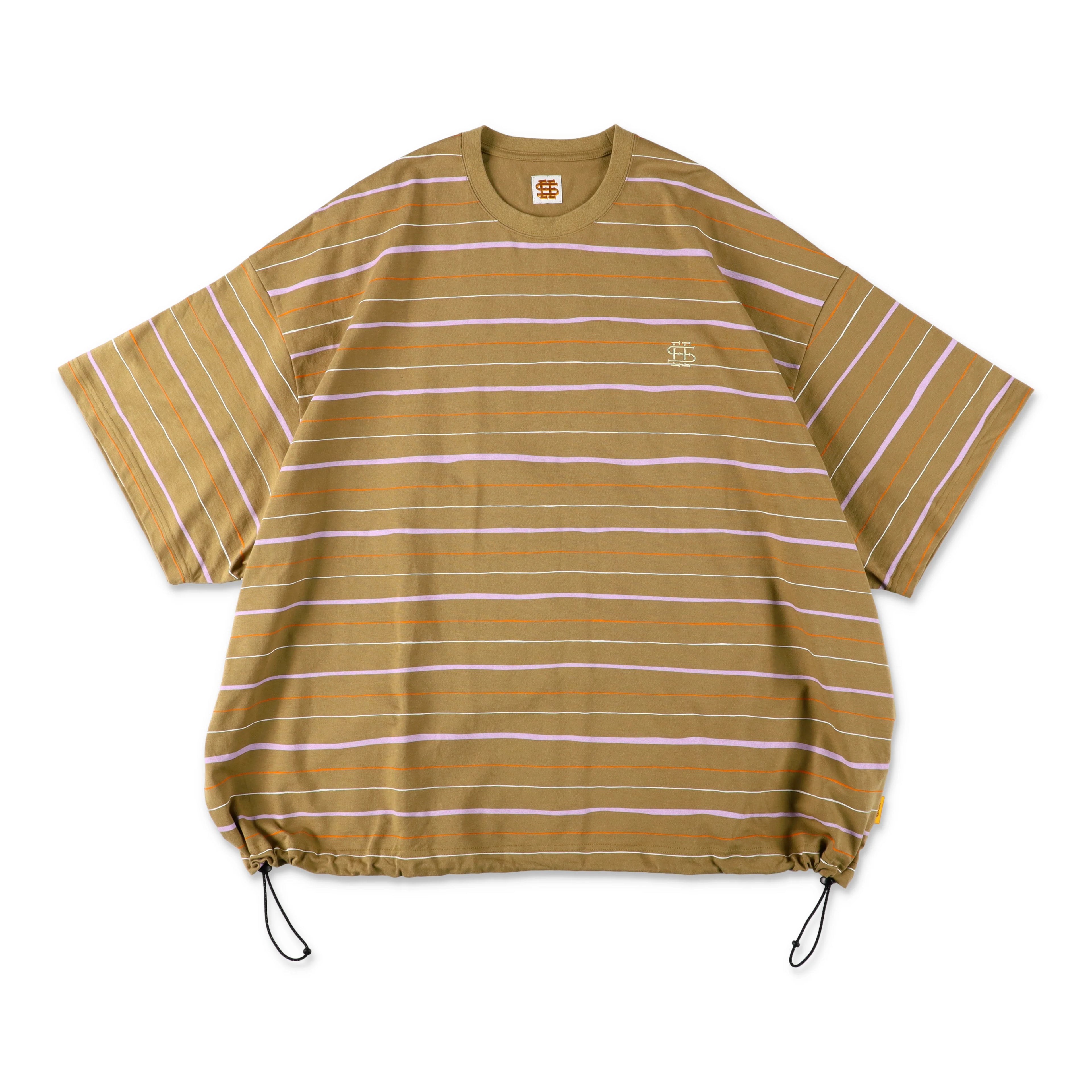【6-2】SEE SEE SUPER BIG BORDER SS W/DRAWSTRINGS TEE【MOCA】