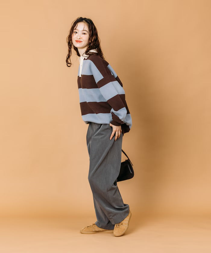 FREAK‘S STORE
Big silhouette striped Knit rugby shirt