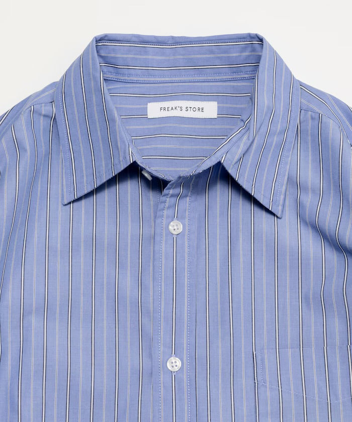 新款預訂 FREAK'S STORETypewriter Regular Collar Short Sleeve Striped Shirt