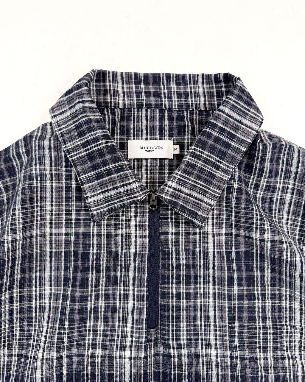 BONBON BLUETOWN TOKOY 
Half Zip Check Shirt