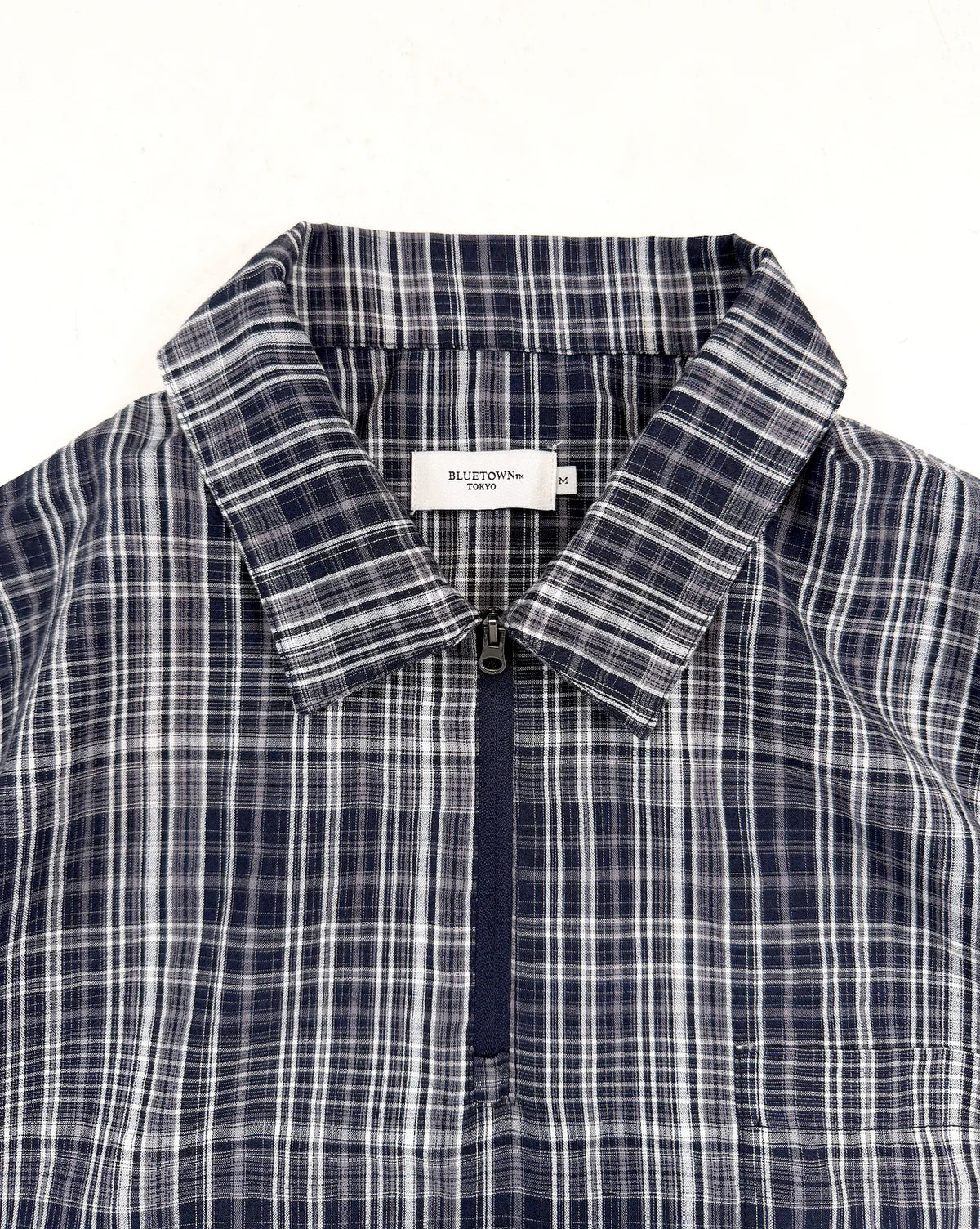 BONBON BLUETOWN TOKOY 
Half Zip Check Shirt