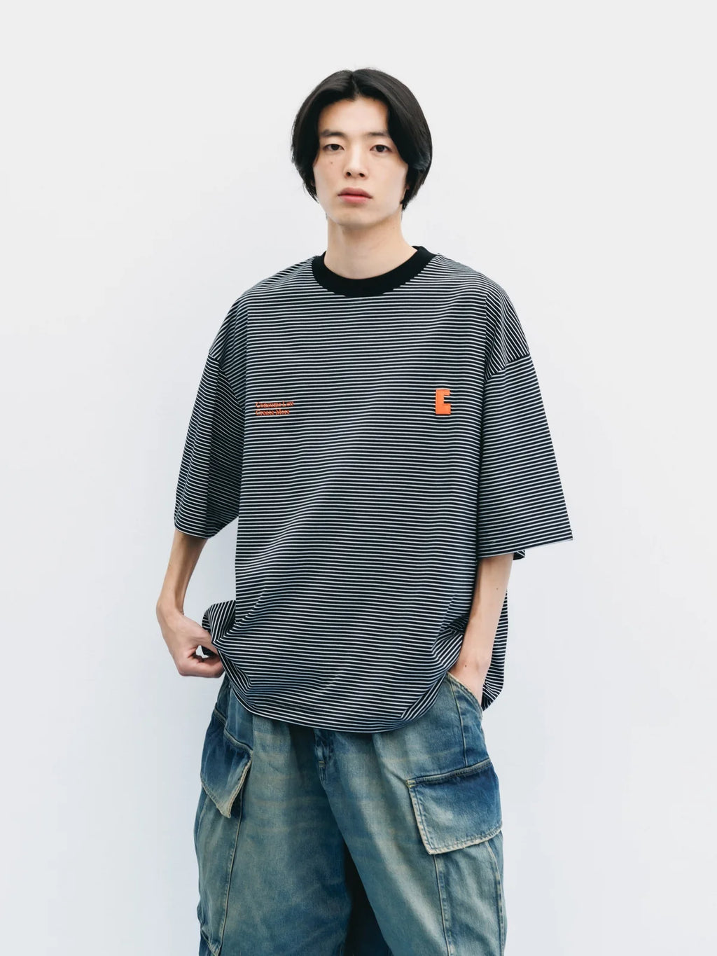 CLESSTE
"C×CONCEPT" STRIPED S/S T-SHIRT WITH DRAWSTRINGS