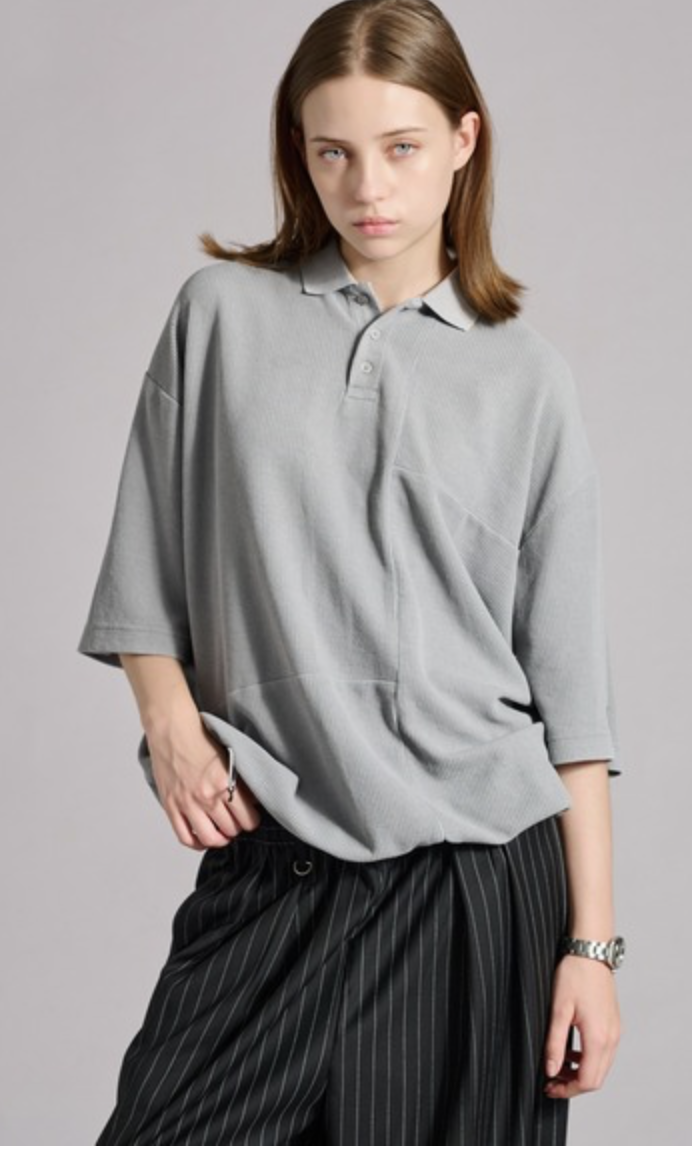 WETTEMPT / SWITCHING PIGMENT WAFFLE POLO / 切り替えピグメントワッフルポロ