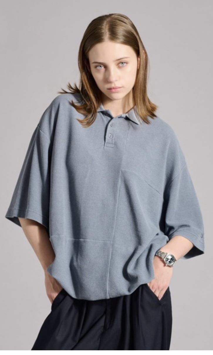 WETTEMPT / SWITCHING PIGMENT WAFFLE POLO / 切り替えピグメントワッフルポロ