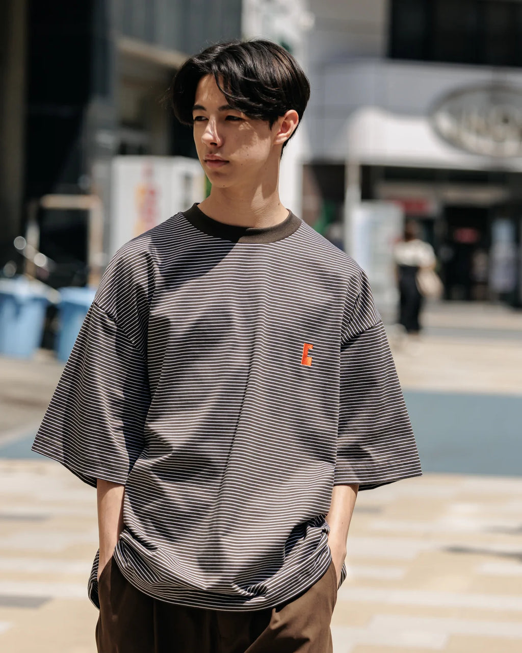 CLESSTE
”C“STRIPED MASSIVE T-SHIRT WITH DRAWSTRINGS