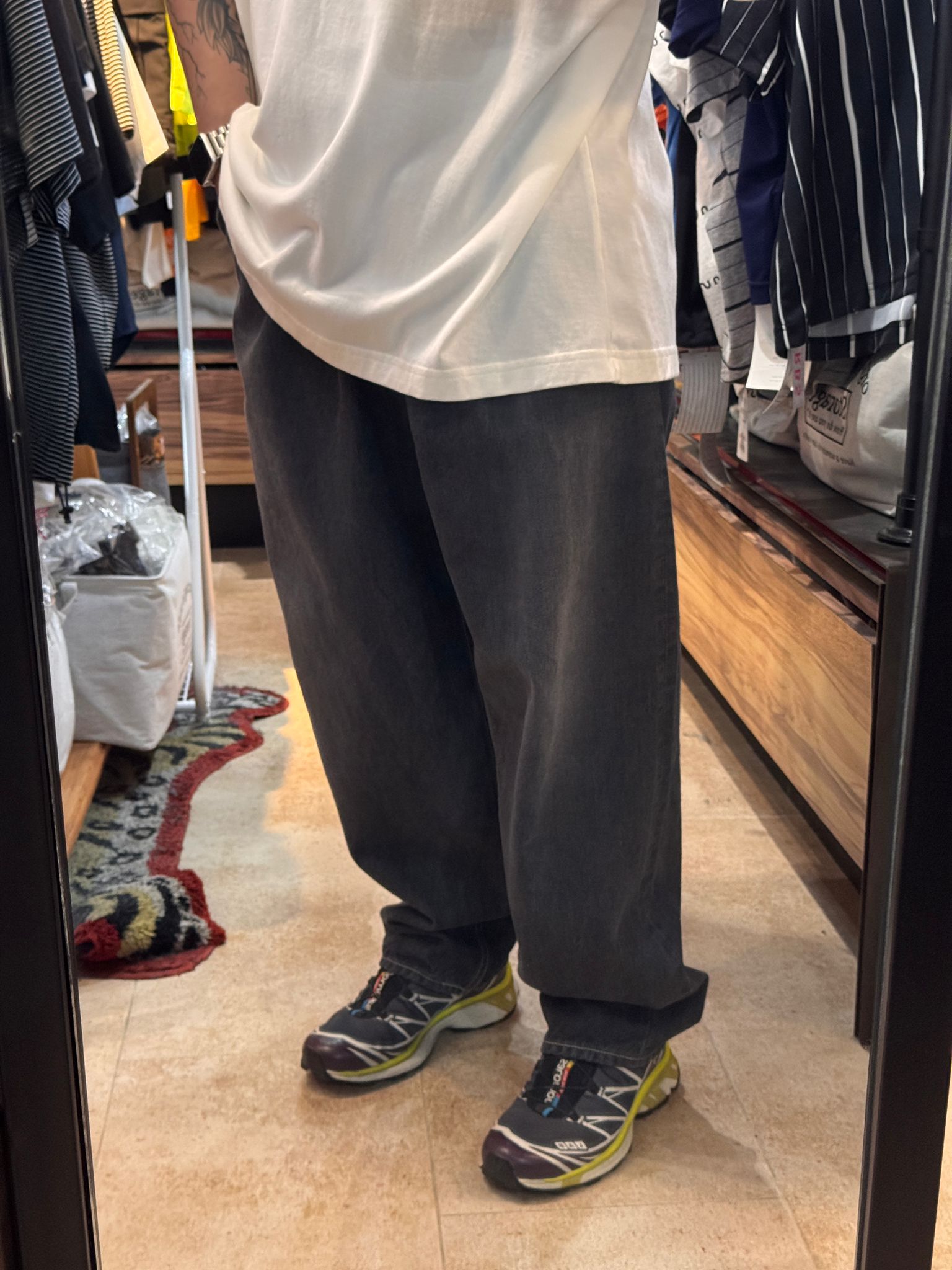 Graphpaper / Gray Tone Cone Denim Two Tuck Tapered Pants -DARK FADE-