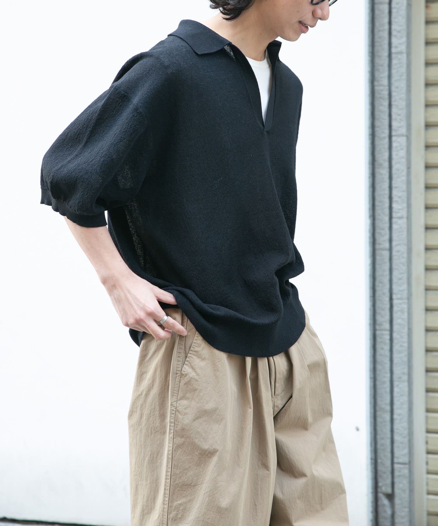 Urban Research FORK&SPOON Linen Blend Skipper Knit