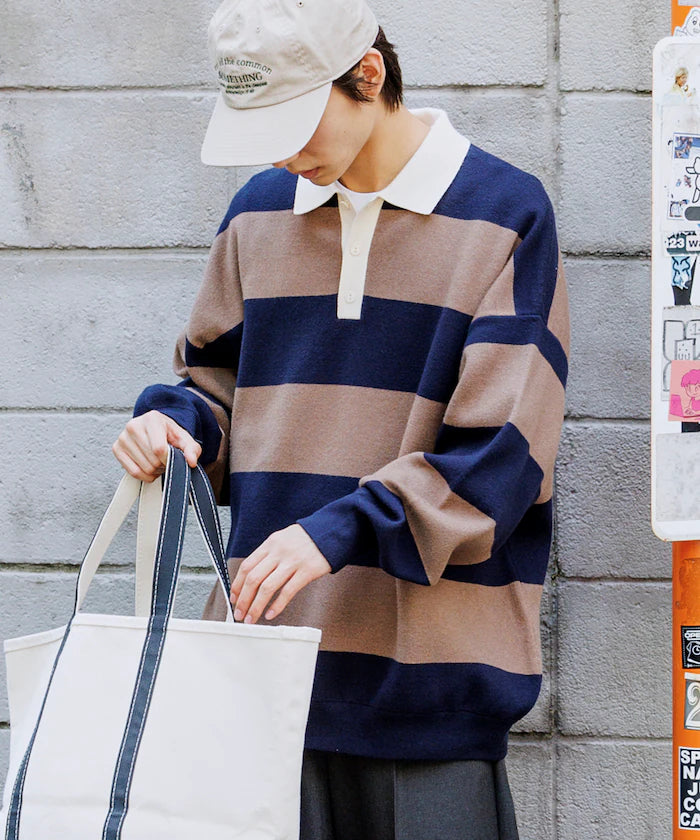 FREAK‘S STORE
Big silhouette striped Knit rugby shirt