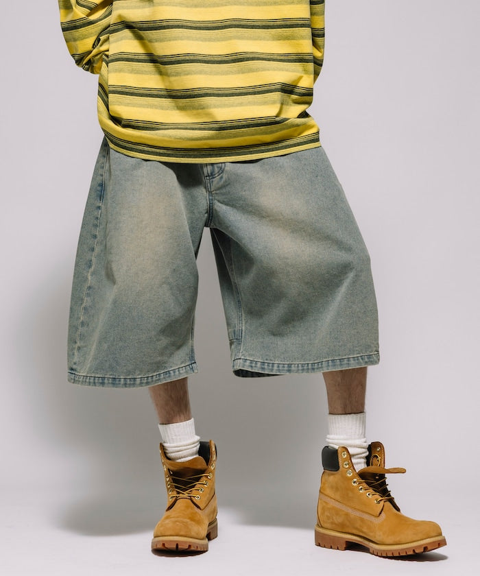 FREAK'S STORE
Wide silhouette vintage processed curve denim cropped Pants