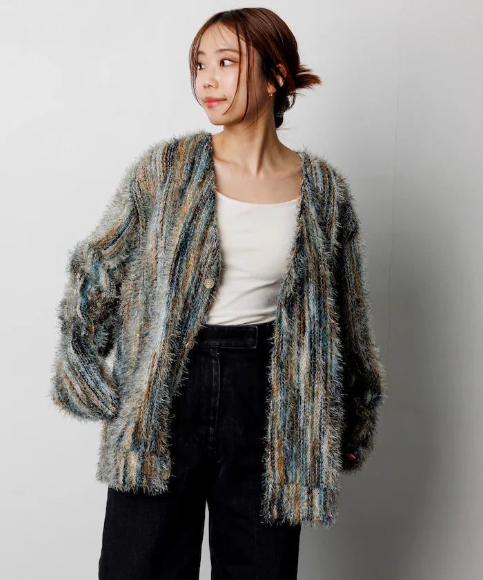 FREAK'S STORE
Relaxed Fit Knit Multi-Striped Cardigan
