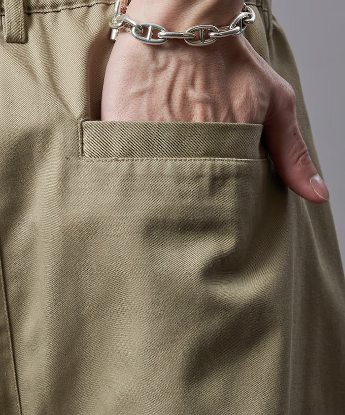 新款預訂 PUBLUXTucked wide twill Pants[Limited products]