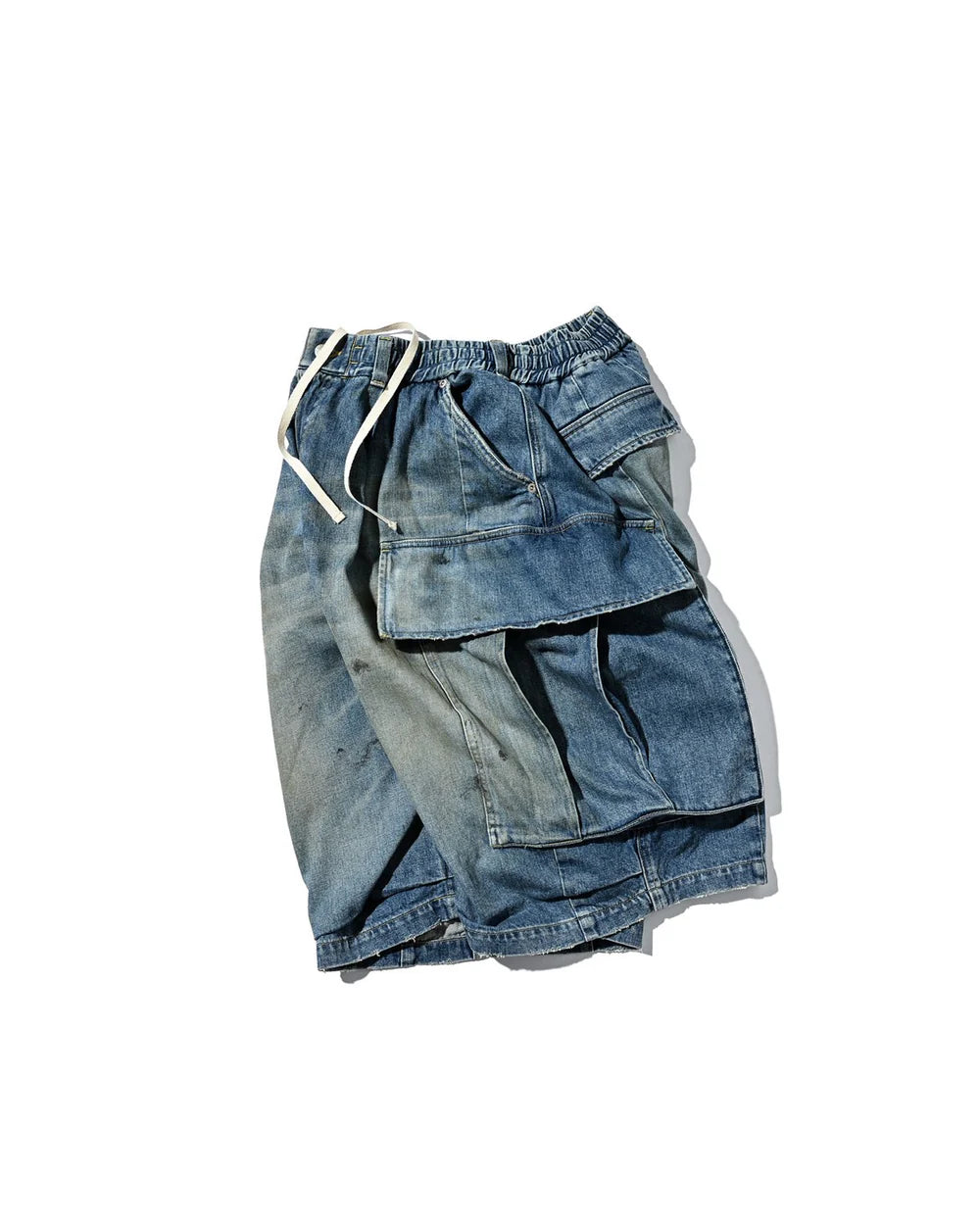 CLESSTE
VINTAGE DYED SELVEDGE DENIM CITY MEGA POCKET BALLOON CARGO HALF PANTS