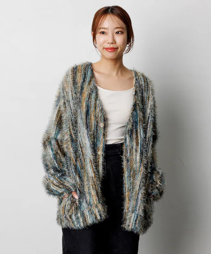 FREAK'S STORE
Relaxed Fit Knit Multi-Striped Cardigan