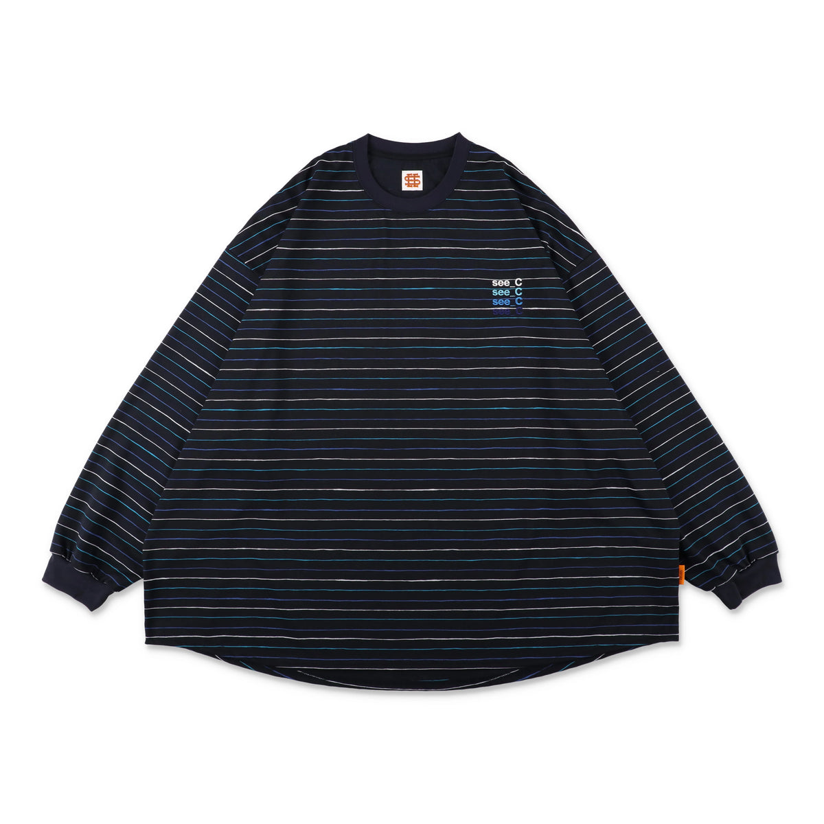 SEE SEE X EYE_C SUPER BIG BORDER LS TEE【NAVY】