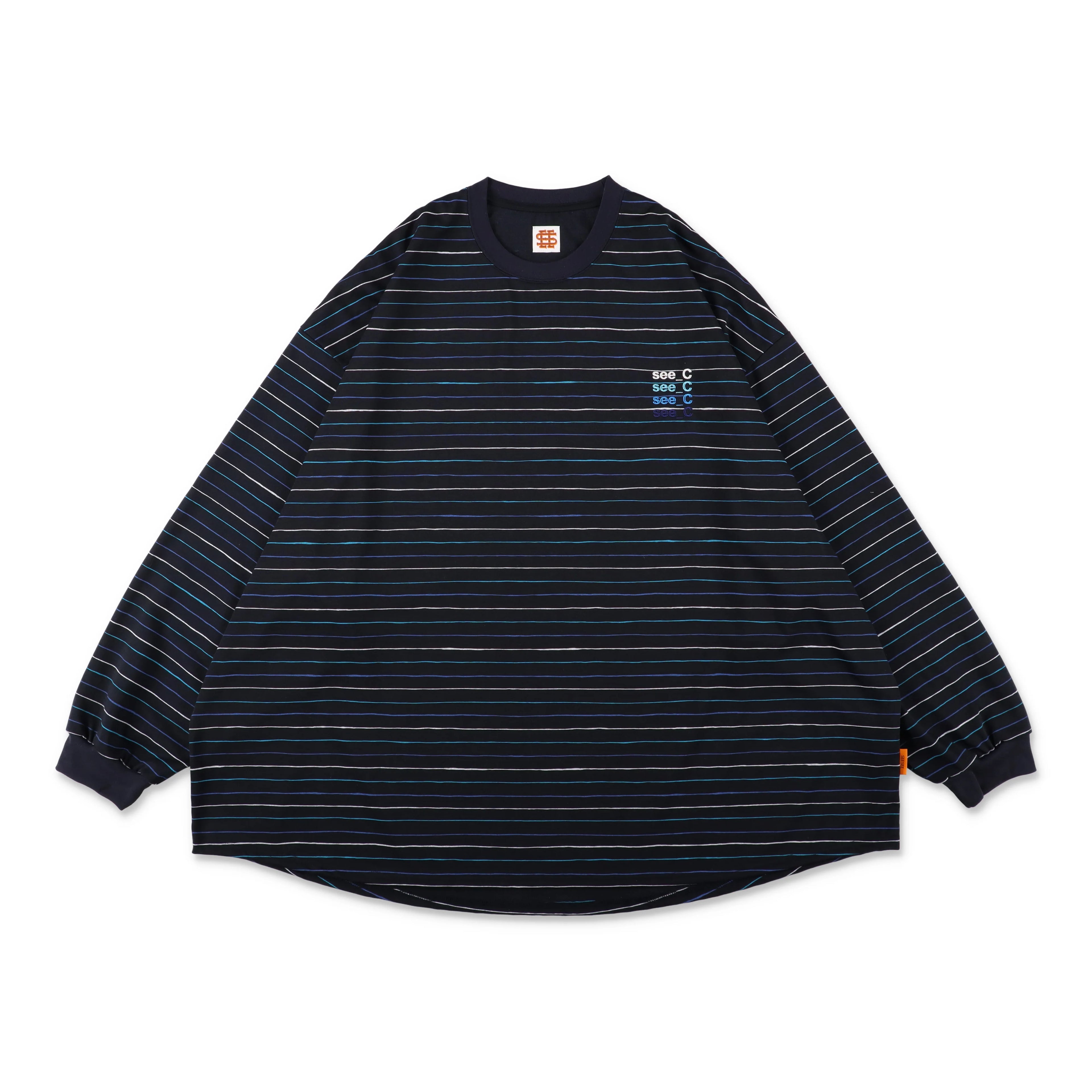 SEE SEE X EYE_C SUPER BIG BORDER LS TEE【NAVY】