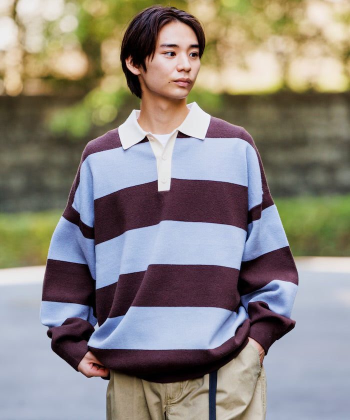 FREAK‘S STORE
Big silhouette striped Knit rugby shirt