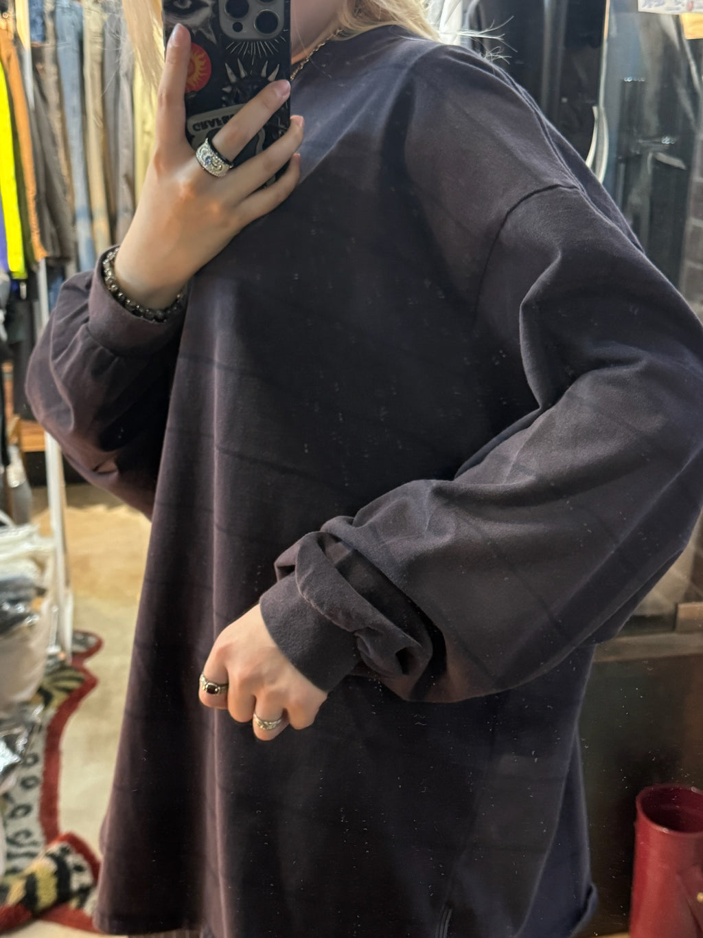 S.F.C SIDE STRIPE SUPER BIG LS TEE (DISCHARGED) NAVY 【SFCFW25CS06】(N)