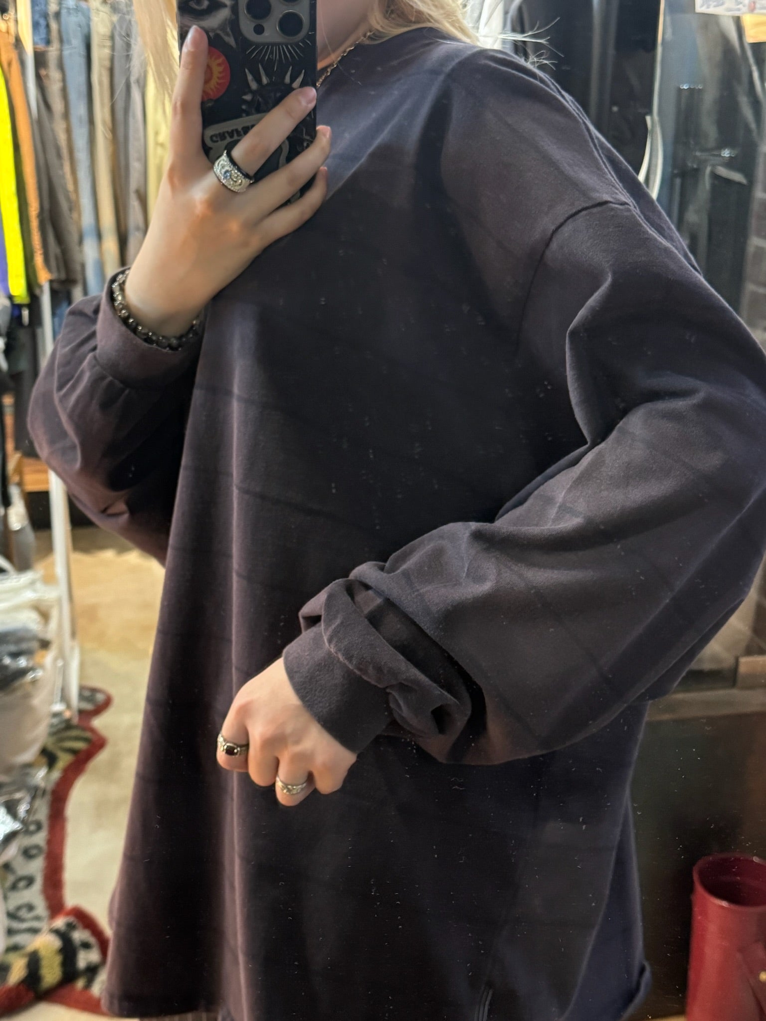 S.F.C SIDE STRIPE SUPER BIG LS TEE (DISCHARGED) NAVY 【SFCFW25CS06】(N)