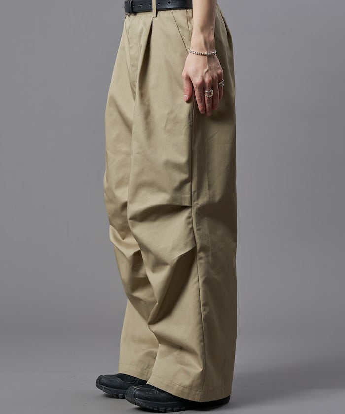 新款預訂 PUBLUXTucked wide twill Pants[Limited products]