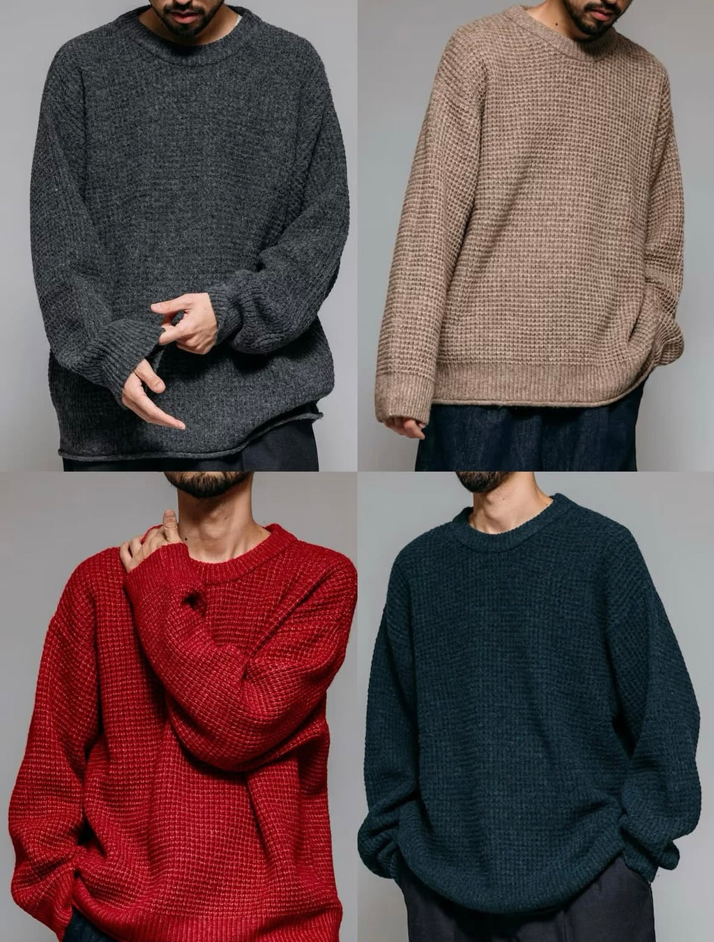 Firsthand
Big Silhouette Wool Blend Waffle Edition Crew Neck Knit