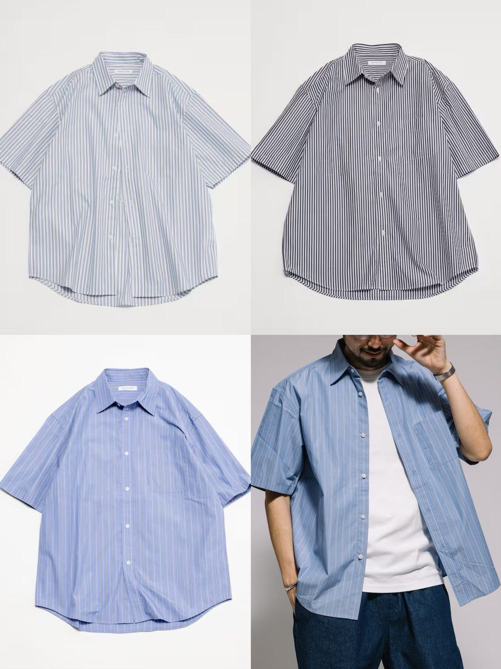 新款預訂 FREAK'S STORETypewriter Regular Collar Short Sleeve Striped Shirt