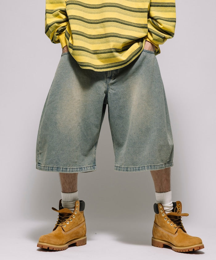 FREAK'S STORE
Wide silhouette vintage processed curve denim cropped Pants