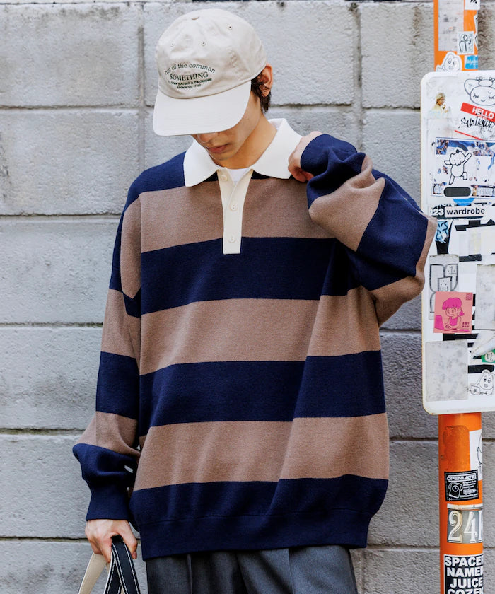 FREAK‘S STORE
Big silhouette striped Knit rugby shirt