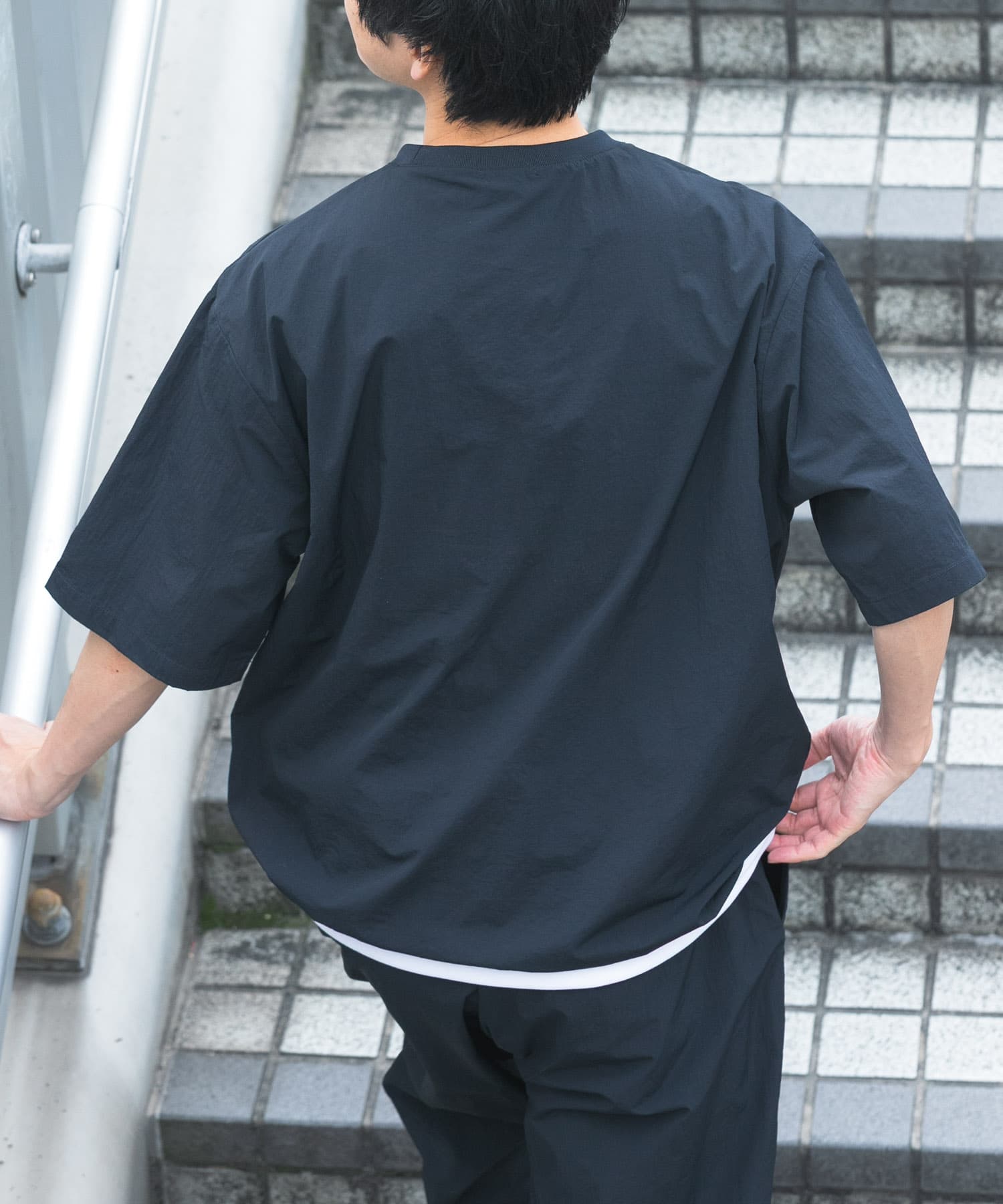 Urban Research Items Contact cold feeling/water repellent/easy care/UV cut" Taslan nylon crew neck drost T-shirt