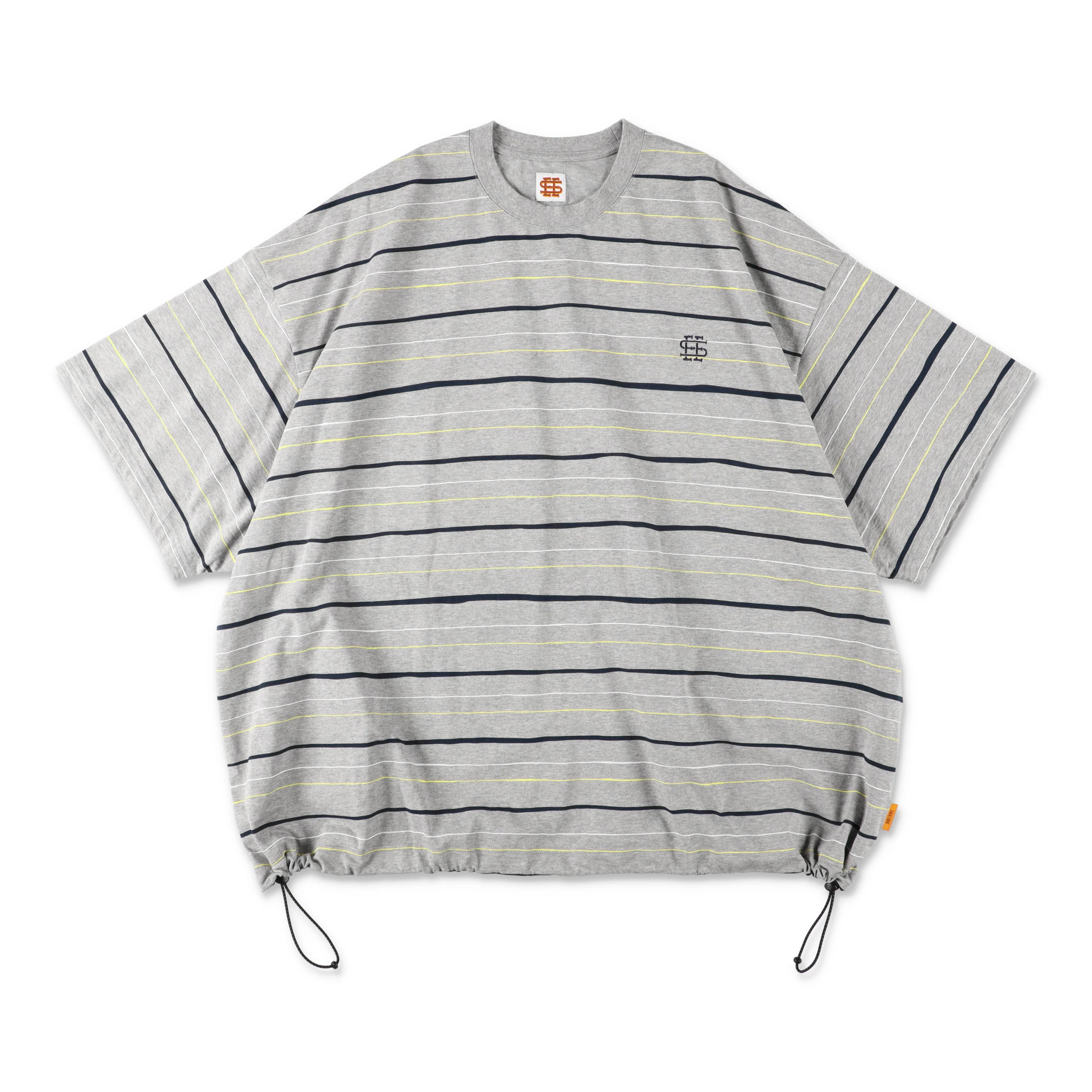 【6-1】SEE SEE SUPER BIG BORDER SS W/DRAWSTRINGS TEE【GREY】
