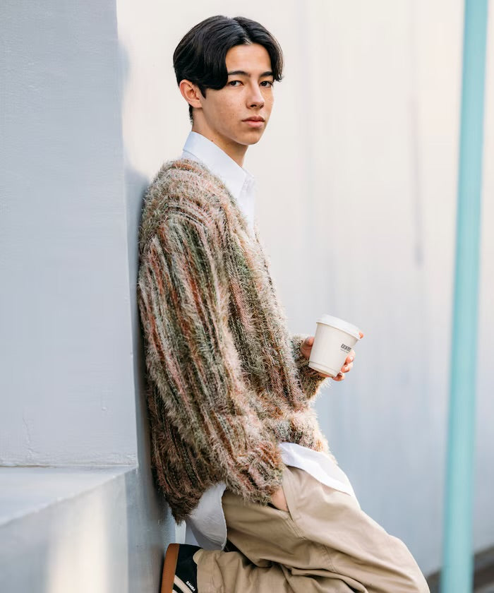FREAK'S STORE
Relaxed Fit Knit Multi-Striped Cardigan