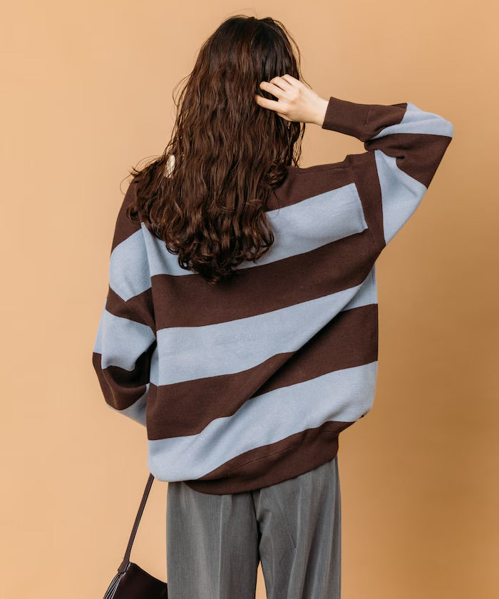 FREAK‘S STORE
Big silhouette striped Knit rugby shirt