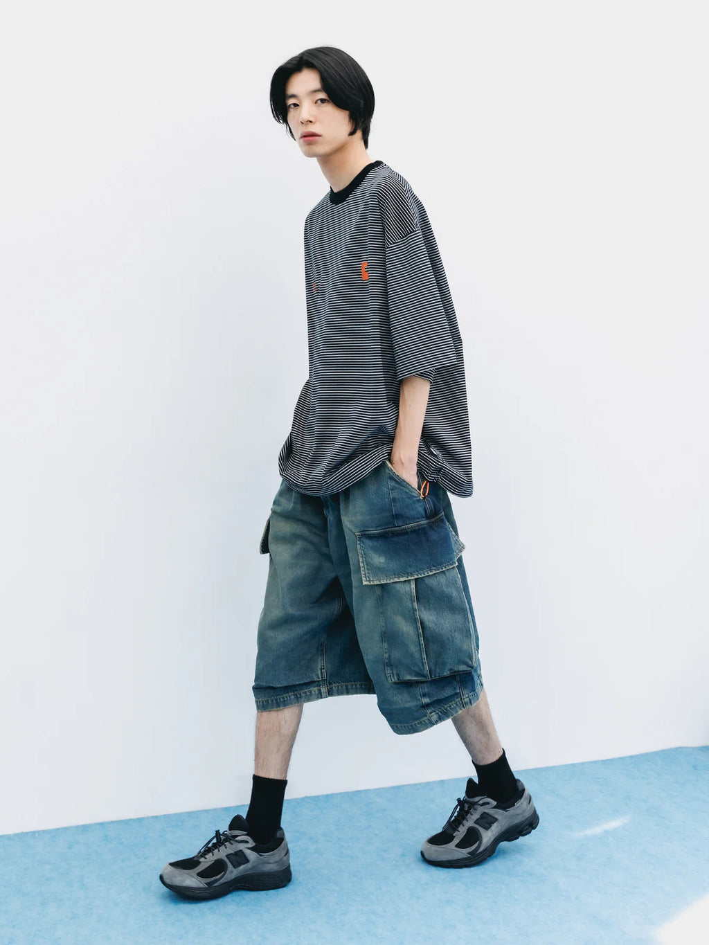 CLESSTE
VINTAGE DYED SELVEDGE DENIM CITY MEGA POCKET BALLOON CARGO HALF PANTS