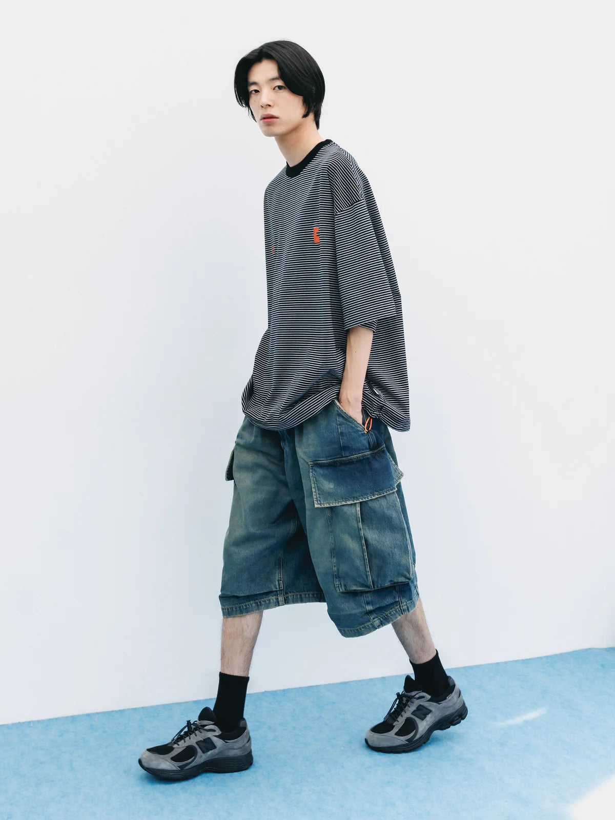 CLESSTE
VINTAGE DYED SELVEDGE DENIM CITY MEGA POCKET BALLOON CARGO HALF PANTS