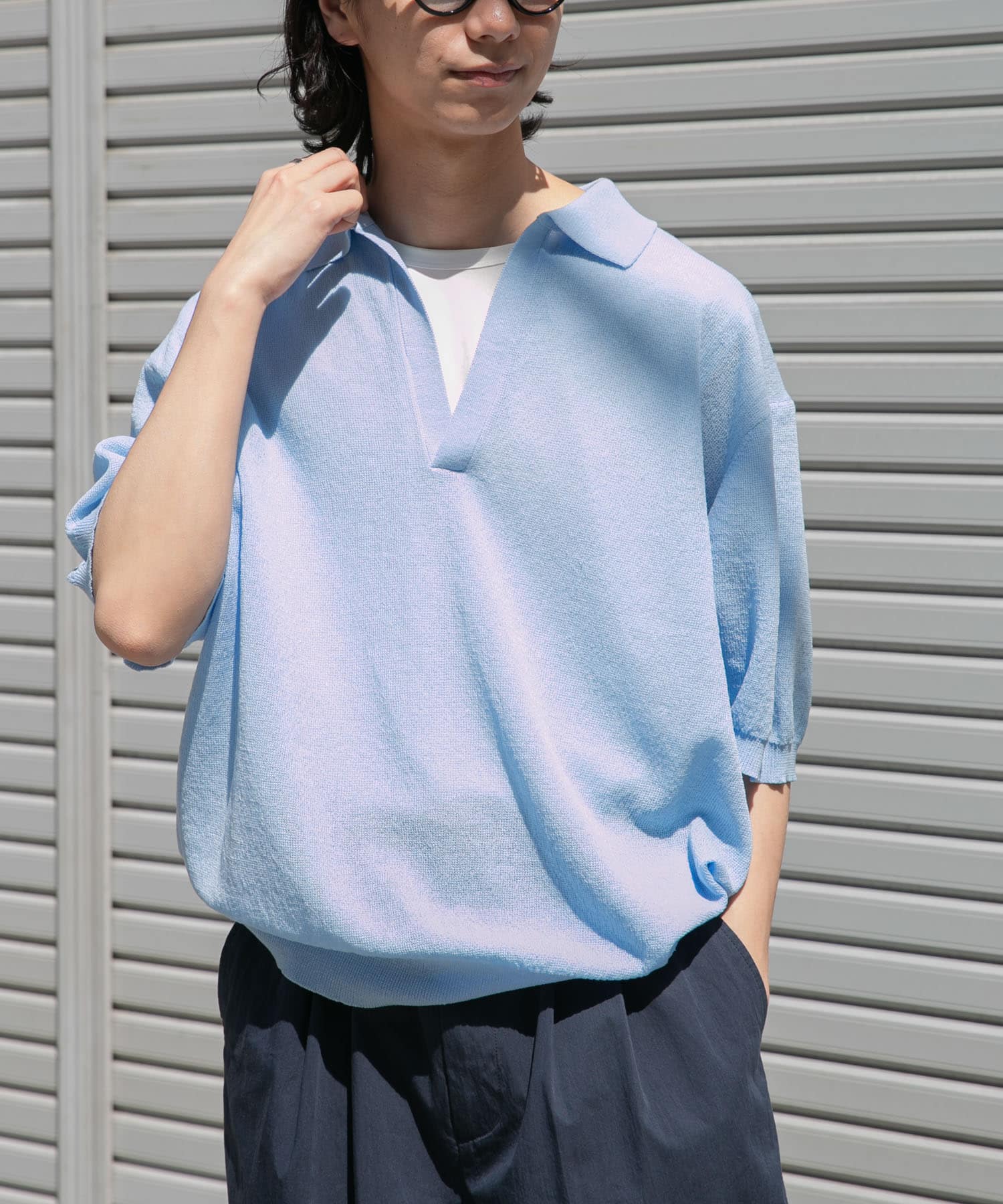 Urban Research FORK&SPOON Linen Blend Skipper Knit