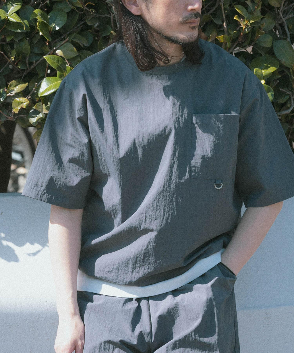 Urban Research Items Contact cold feeling/water repellent/easy care/UV cut" Taslan nylon crew neck drost T-shirt