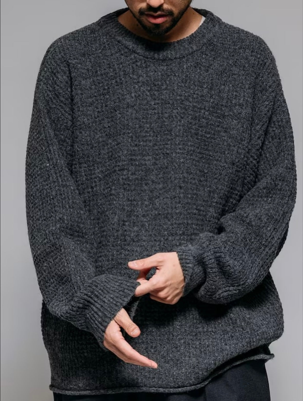 Firsthand
Big Silhouette Wool Blend Waffle Edition Crew Neck Knit