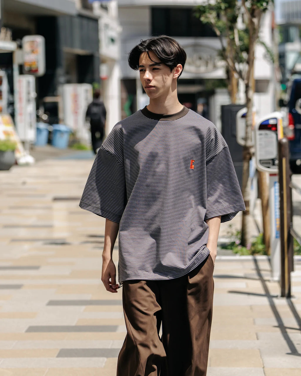 CLESSTE
”C“STRIPED MASSIVE T-SHIRT WITH DRAWSTRINGS