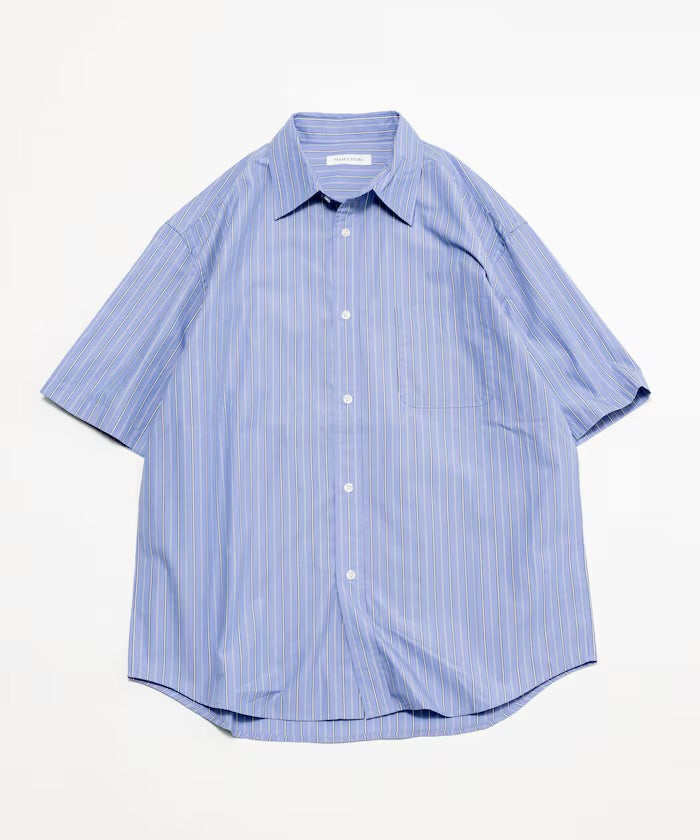 新款預訂 FREAK'S STORETypewriter Regular Collar Short Sleeve Striped Shirt