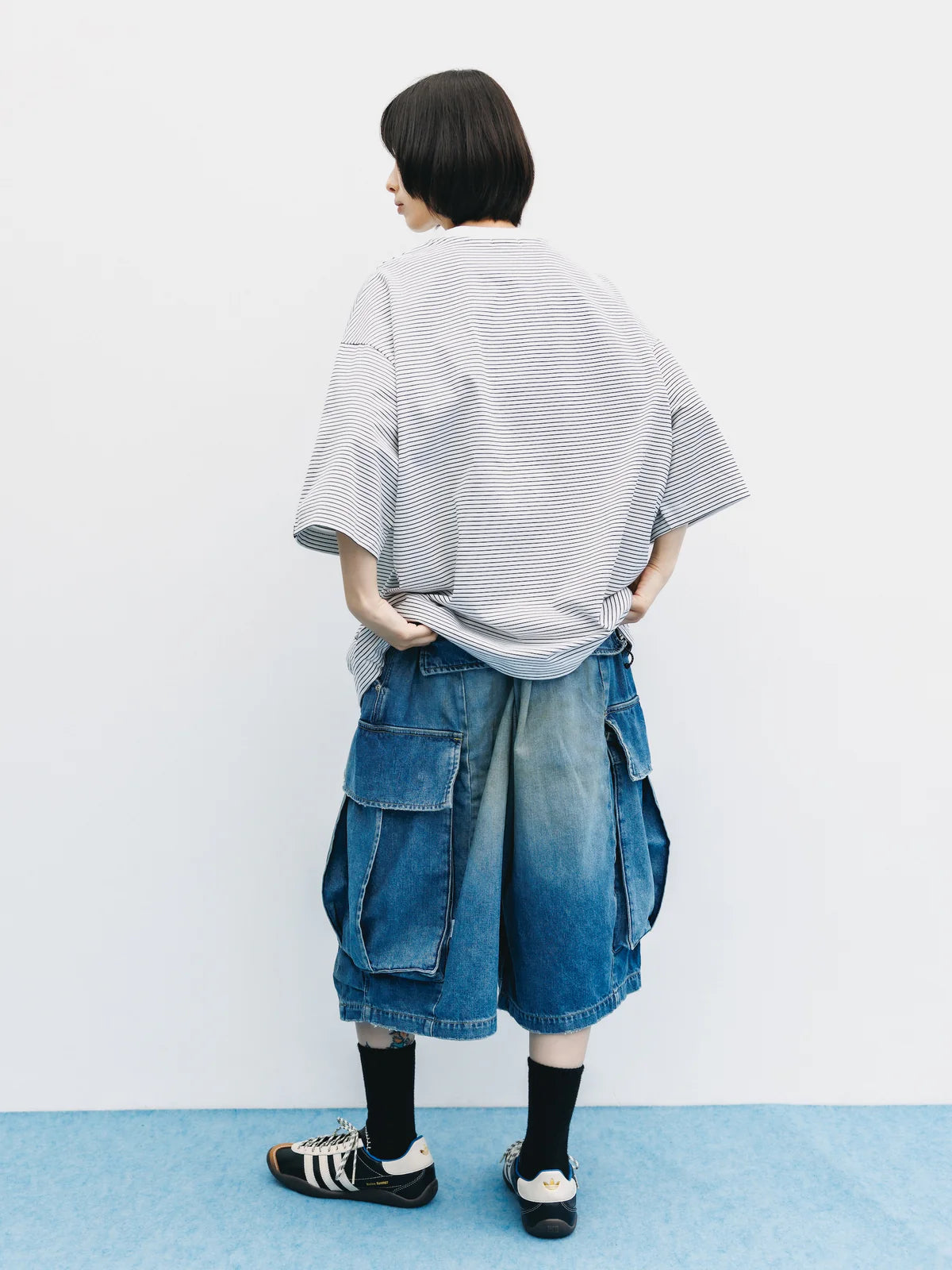 CLESSTE
VINTAGE DYED SELVEDGE DENIM CITY MEGA POCKET BALLOON CARGO HALF PANTS